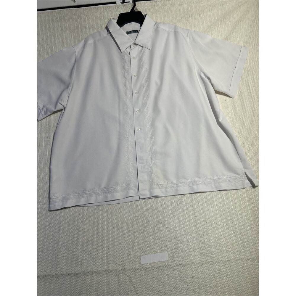 cubavera  Classic White Short-sleeve Embroidery men's xxl shirt